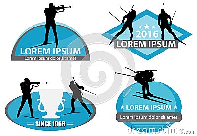 Biathlon logo set Vector Illustration