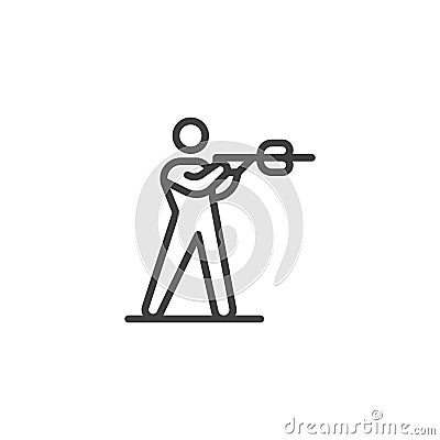 Biathlon racing, shooting line icon Cartoon Illustration