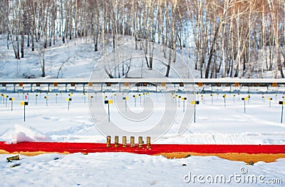 Biathlon shooting range Stock Photo