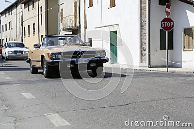 Bibbiano-Reggio Emilia Italy - 07 15 2015 : Free rally of vintage cars in the town square Mercedes Benz 300SL Editorial Stock Photo
