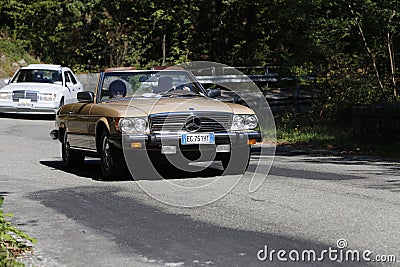 Bibbiano-Reggio Emilia Italy - 07 15 2015 : Free rally of vintage cars in the town square Mercedes Benz 300SL Editorial Stock Photo