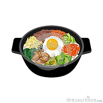 Bibimbap Korean food vector illustration. Korean cuisine dish. Vector Illustration
