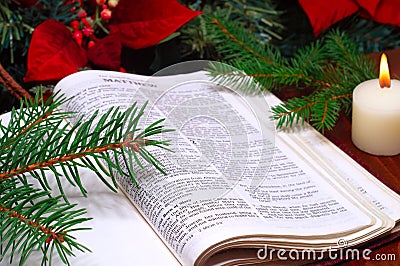 Bible Christmas arrangement Stock Photo