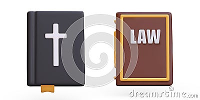 Bible and collection of laws. Fundamental legal books of Christians Vector Illustration