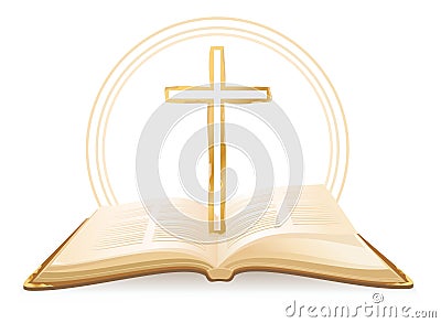 Bible and Cross Vector Illustration