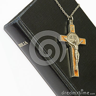 Bible and crucifix Stock Photo