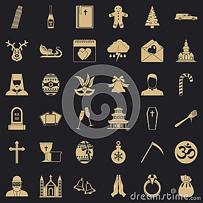 Bible icons set, simple style Vector Illustration