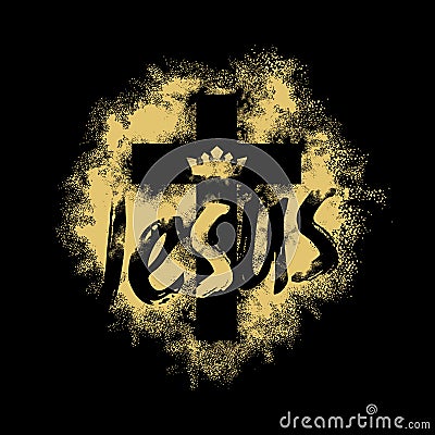 Bible lettering. Christian art. Cross of the Lord and Savior Jesus Christ. Vector Illustration