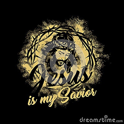 Bible lettering. Christian art. Jesus is my Savior Vector Illustration