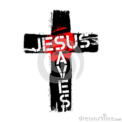 Bible lettering. Christian illustration. Jesus saves Vector Illustration