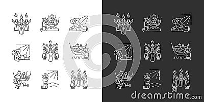 Bible narratives linear icons set for dark, light mode Vector Illustration