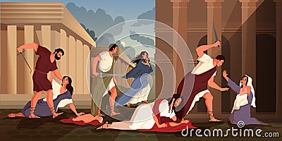 Bible narratives about the Massacre of the Innocents. Herod Vector Illustration
