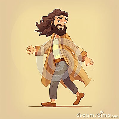 bible noah man illustration on light background generative AI Cartoon Illustration