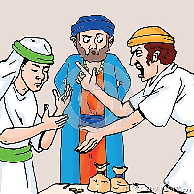 Bible - The Parable of the Unmerciful Servant Cartoon Illustration
