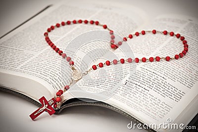 Bible and Rosary Stock Photo