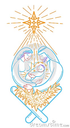 Bible scene the Nativity icon Cartoon Illustration