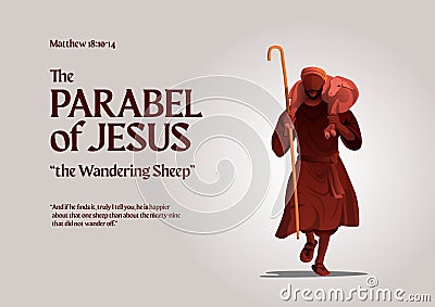 Bible stories - The Parable of the Wandering Sheep Vector Illustration