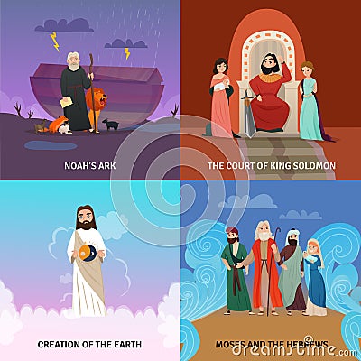 Bible Story Concept Icons Set Vector Illustration