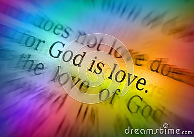 Bible text GOD IS LOVE - 1 John 4:8 Stock Photo