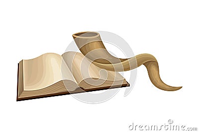 Bible or Torah and Horn as Israel National Attribute Vector Illustration Vector Illustration