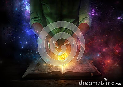 Bible and the universe Stock Photo