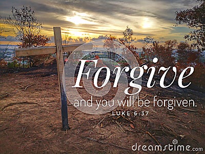 Forgive from bible verse design for Christianity. Stock Photo