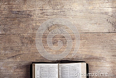 Bible on a wooden desk Stock Photo