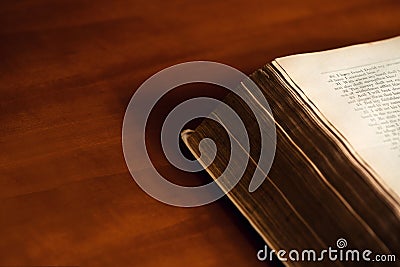 Bible on wooden table Stock Photo