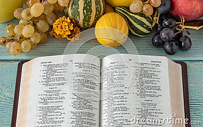 The biblical concept of thanksgiving and gratitude to God and Jesus Christ. The fruit of the Spirit. Stock Photo