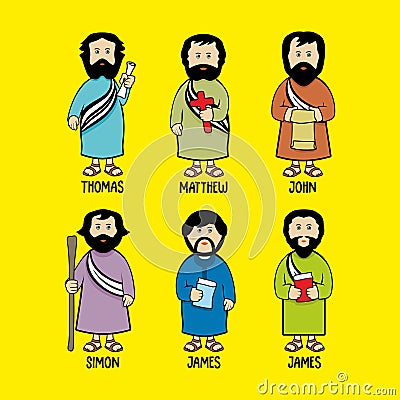 Biblical illustration. Jesus Christ. Jesus is in different clothesBiblical illustration. The apostles of Jesus Christ. Vector Illustration