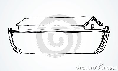 Biblical Noah`s Ark. Vector drawing Vector Illustration