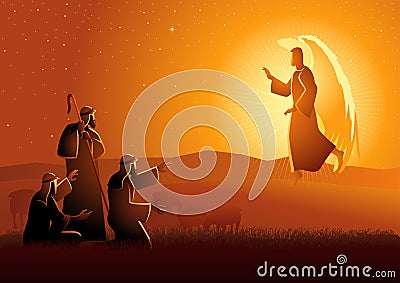 Annunciation to the shepherds Vector Illustration