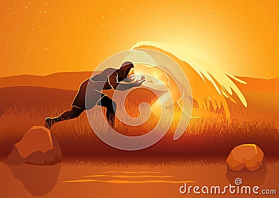 Jacob wrestling with God or the angel Vector Illustration