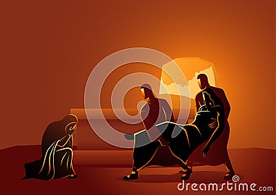 Jesus is placed in the tomb Vector Illustration