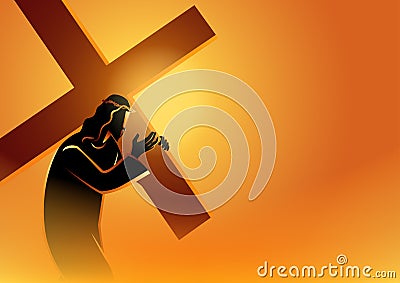 Jesus Carry His Cross Vector Illustration