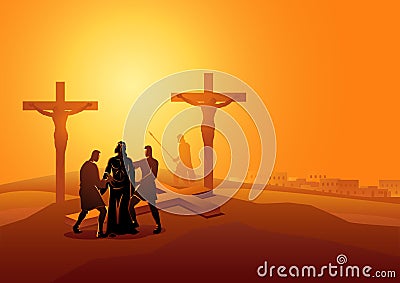 Jesus is Stripped of His Garments Vector Illustration