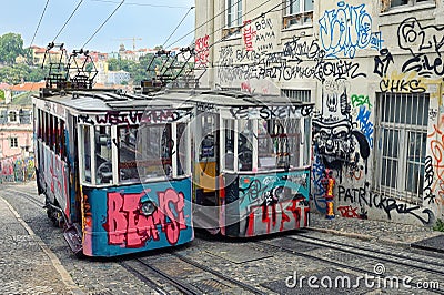 Bica tram in Lisbon Portugal Editorial Stock Photo