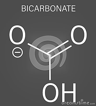 Bicarbonate anion molecule skeletal formula, chemical structure. Vector Illustration