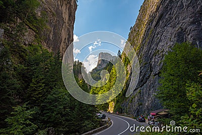 Bicaz Gorge in Romania. One of the most spectacular roads in Carpathian Mountains Stock Photo