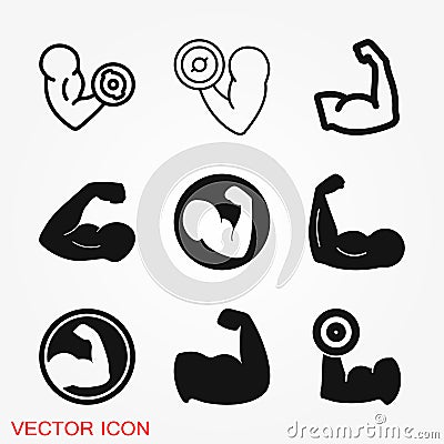 Biceps icon, muscle strength or power vector icon Vector Illustration