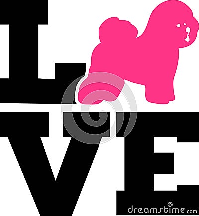 Bichon Frise love word with silhouette Vector Illustration