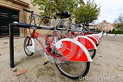 Bicing Bicycles - Barcelona, Spain Editorial Stock Photo