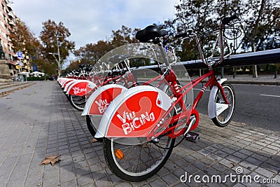 Bicing Bicycles - Barcelona, Spain Editorial Stock Photo