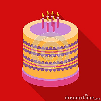 Bicolor cake icon in flate style isolated on white background. Cakes symbol stock vector illustration. Vector Illustration