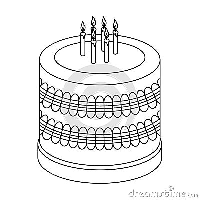 Bicolor cake icon in outline style isolated on white background. Vector Illustration