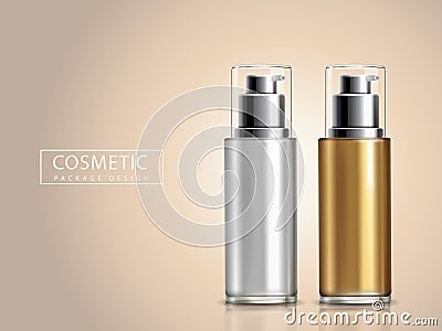 Bicolor cosmetic bottles Vector Illustration