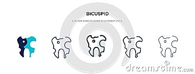 Bicuspid icon in different style vector illustration. two colored and black bicuspid vector icons designed in filled, outline, Vector Illustration