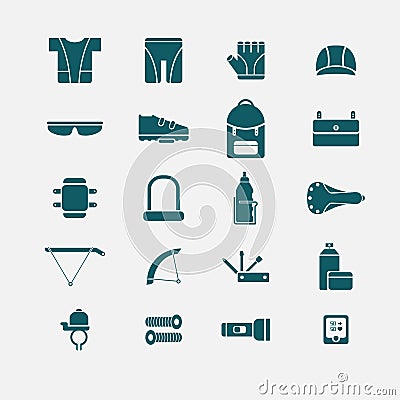 Bicycle accessories icons Vector Illustration