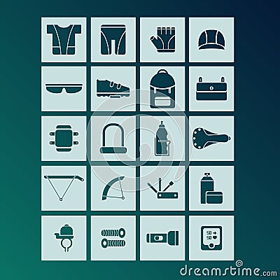 Bicycle accessories icons Vector Illustration