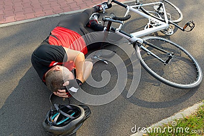 Bicycle accident Stock Photo